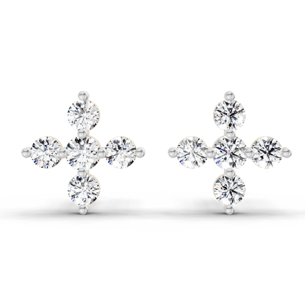 0.37 Carat Diamond Floral Stud Earrings 14K