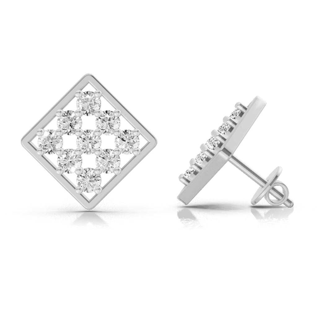 Celestial Square Cluster Diamond Stud Earrings