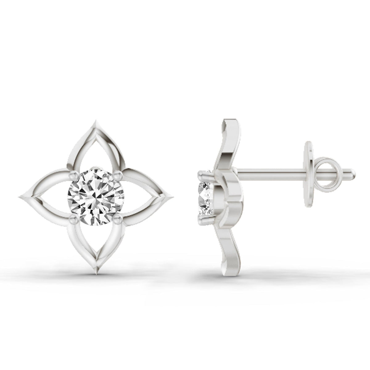 Stunning Floral Diamond Stud Earrings