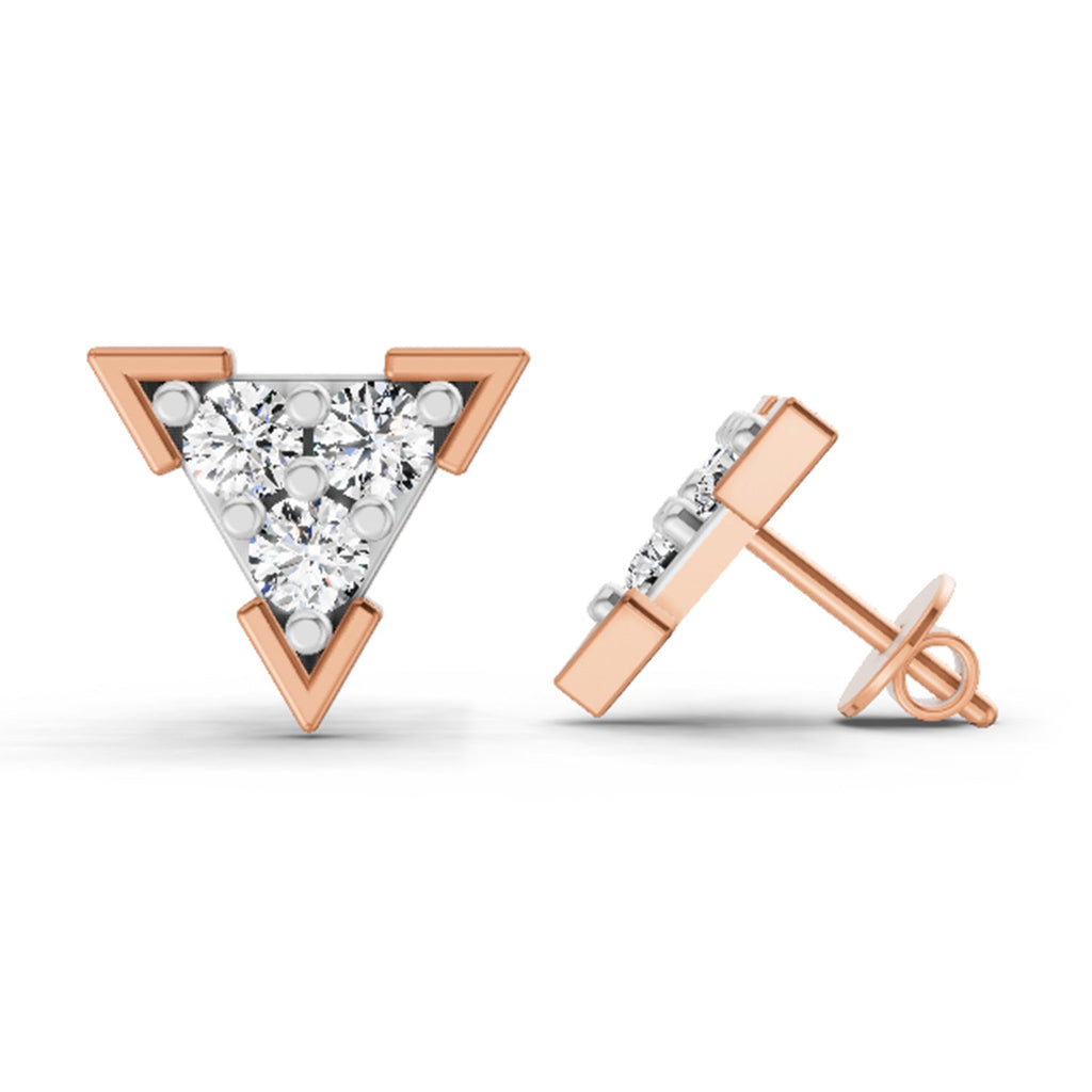 Regal Triangle Diamond Stud Earrings