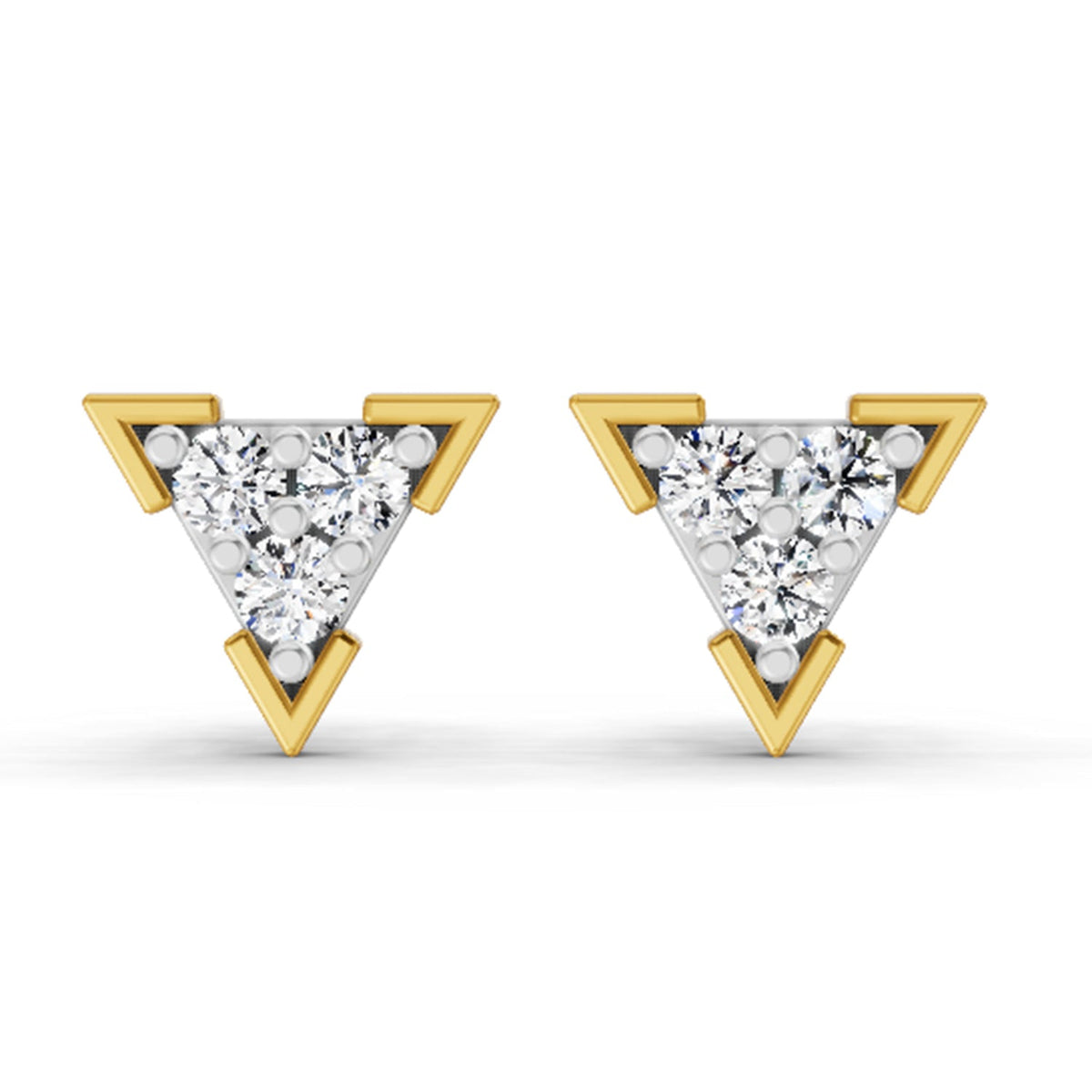 1 Carat Diamond Triangle Stud Earrings 14K Sparkles