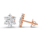 Majestic Floral Cluster Diamond Stud Earrings