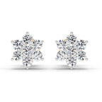 0.97 Carat Diamond Floral Cluster Stud Earrings 14K Sparkles