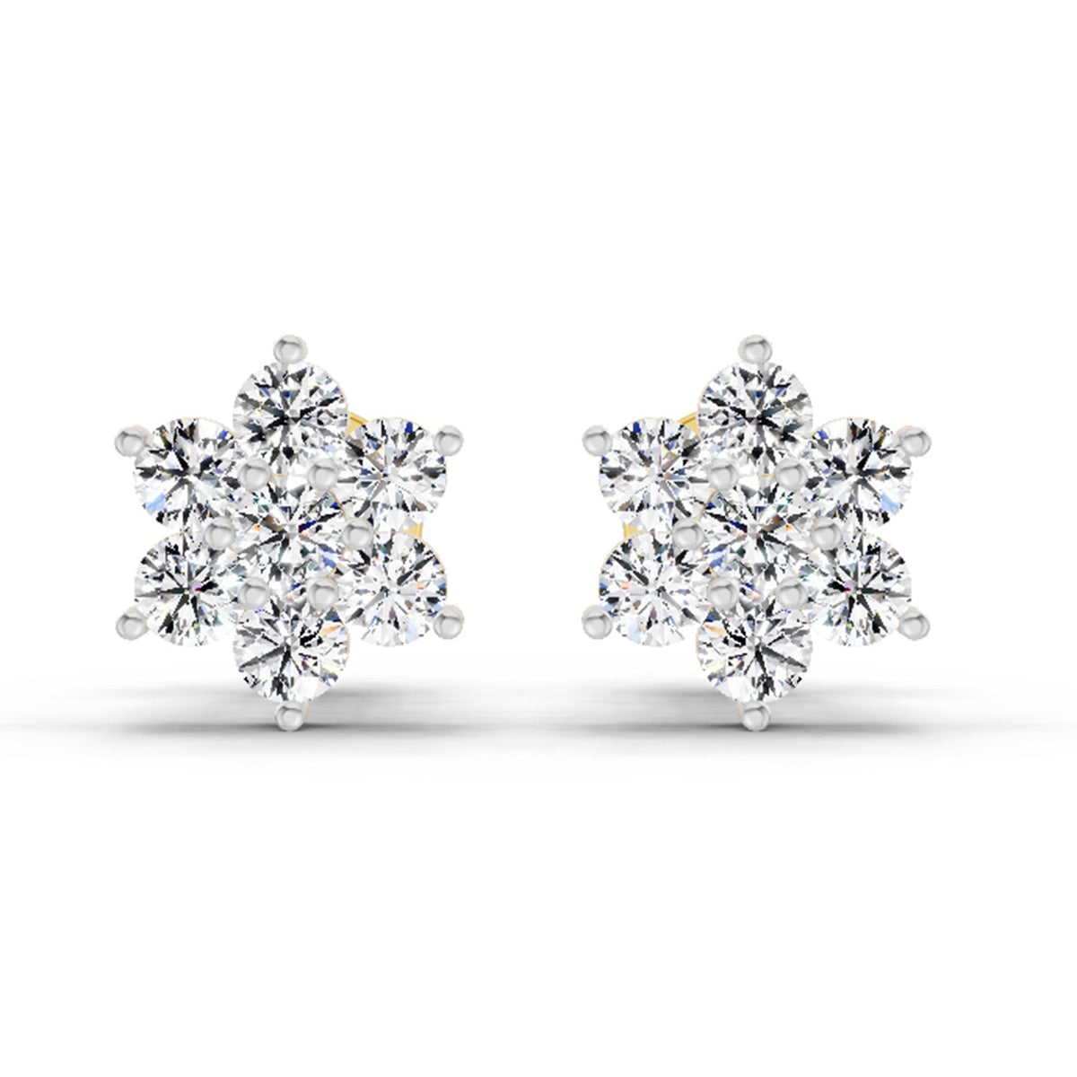 0.97 Carat Diamond Floral Cluster Stud Earrings 14K Sparkles