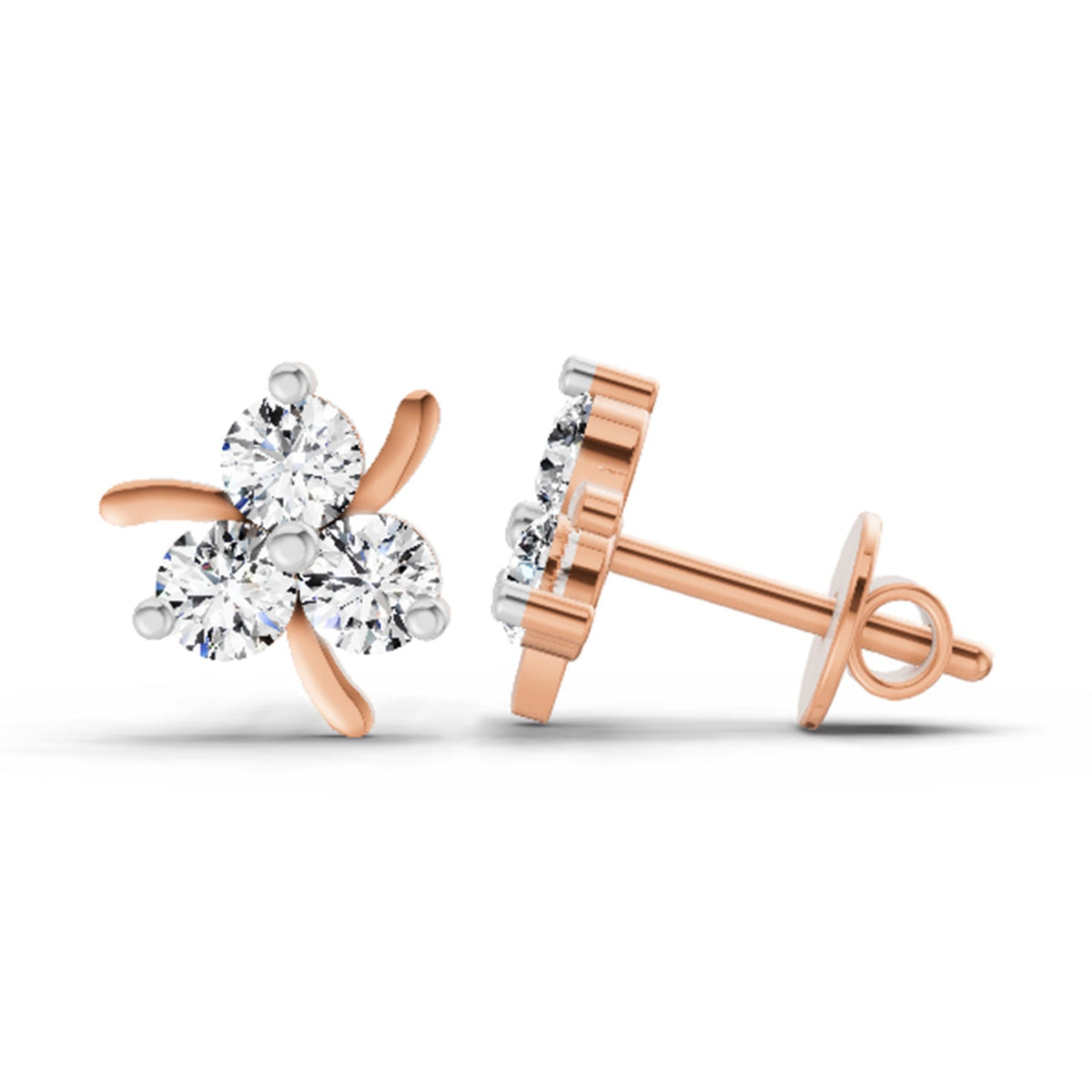Timeless Pear Floral Diamond Stud Earrings