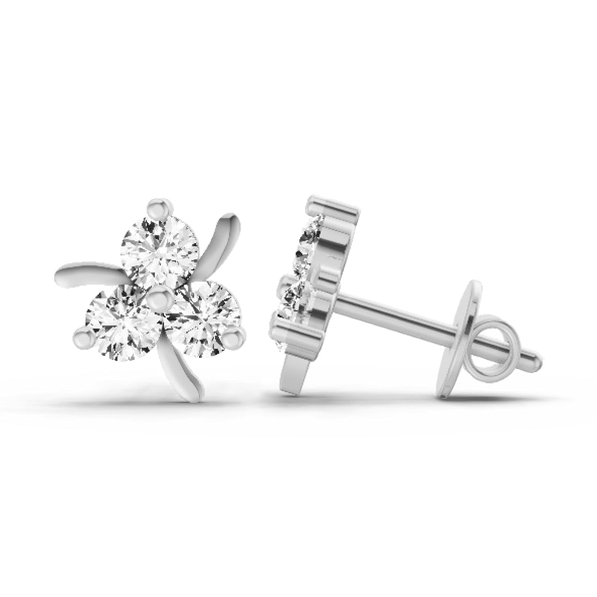 Timeless Pear Floral Diamond Stud Earrings