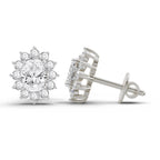 Graceful Oval Halo Diamond Stud Earrings