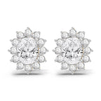 1.25 Carat Oval Shape Halo Diamond Stud Earrings 14K