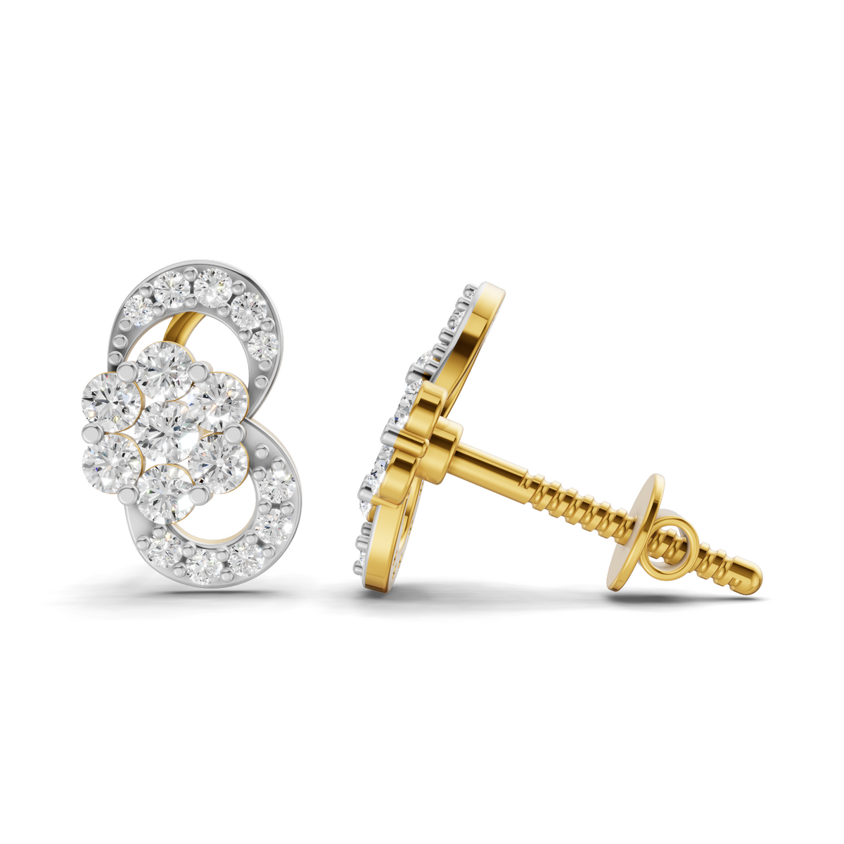 0.52 Carat Infinity Cluster Studs Earrings 14K