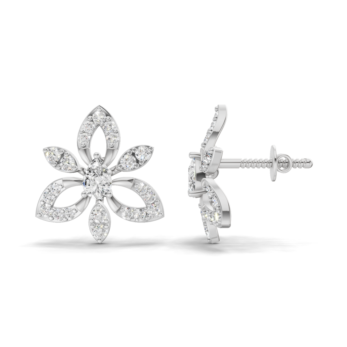Exquisite Floral Diamond Earrings