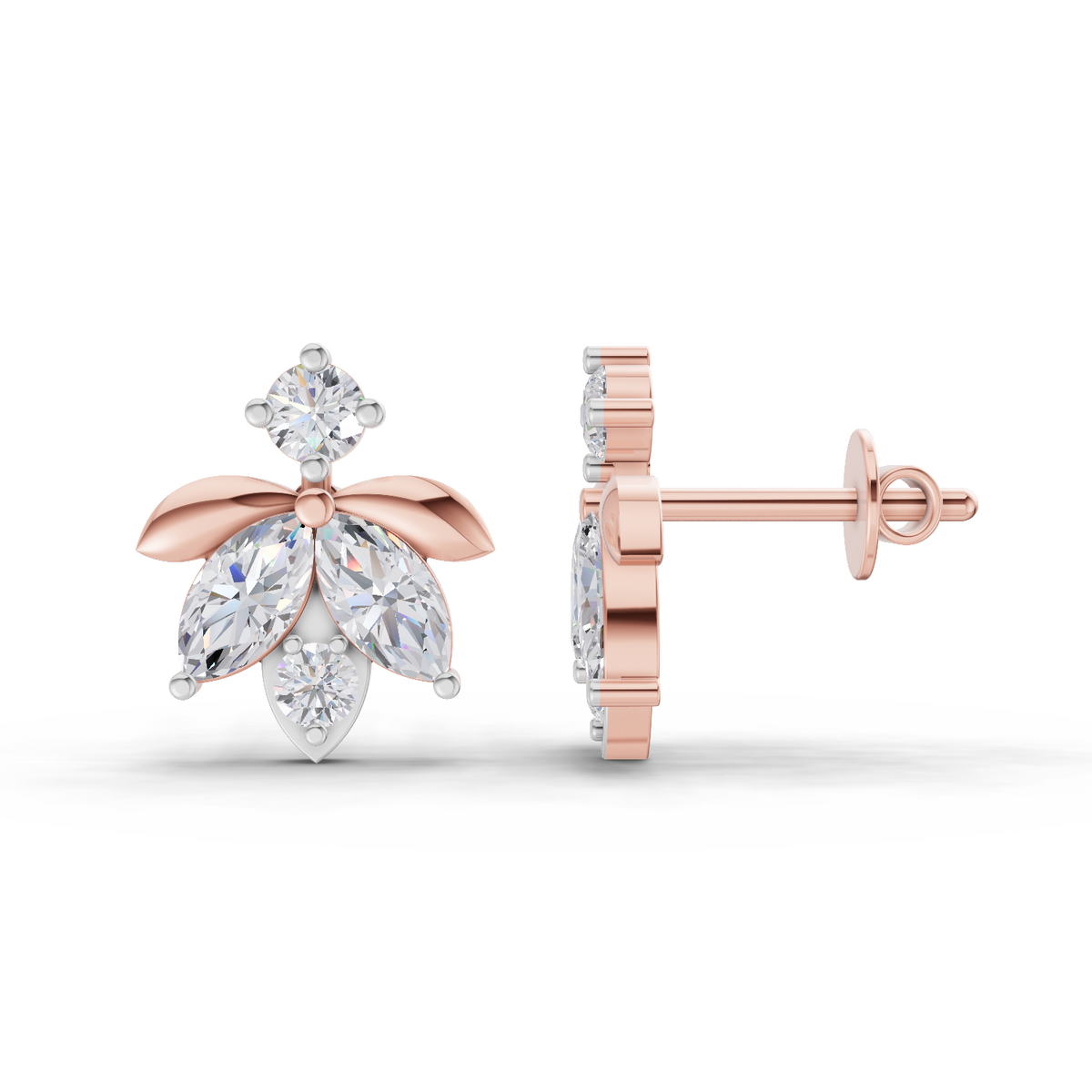 Glistening Lotus Diamond Earrings