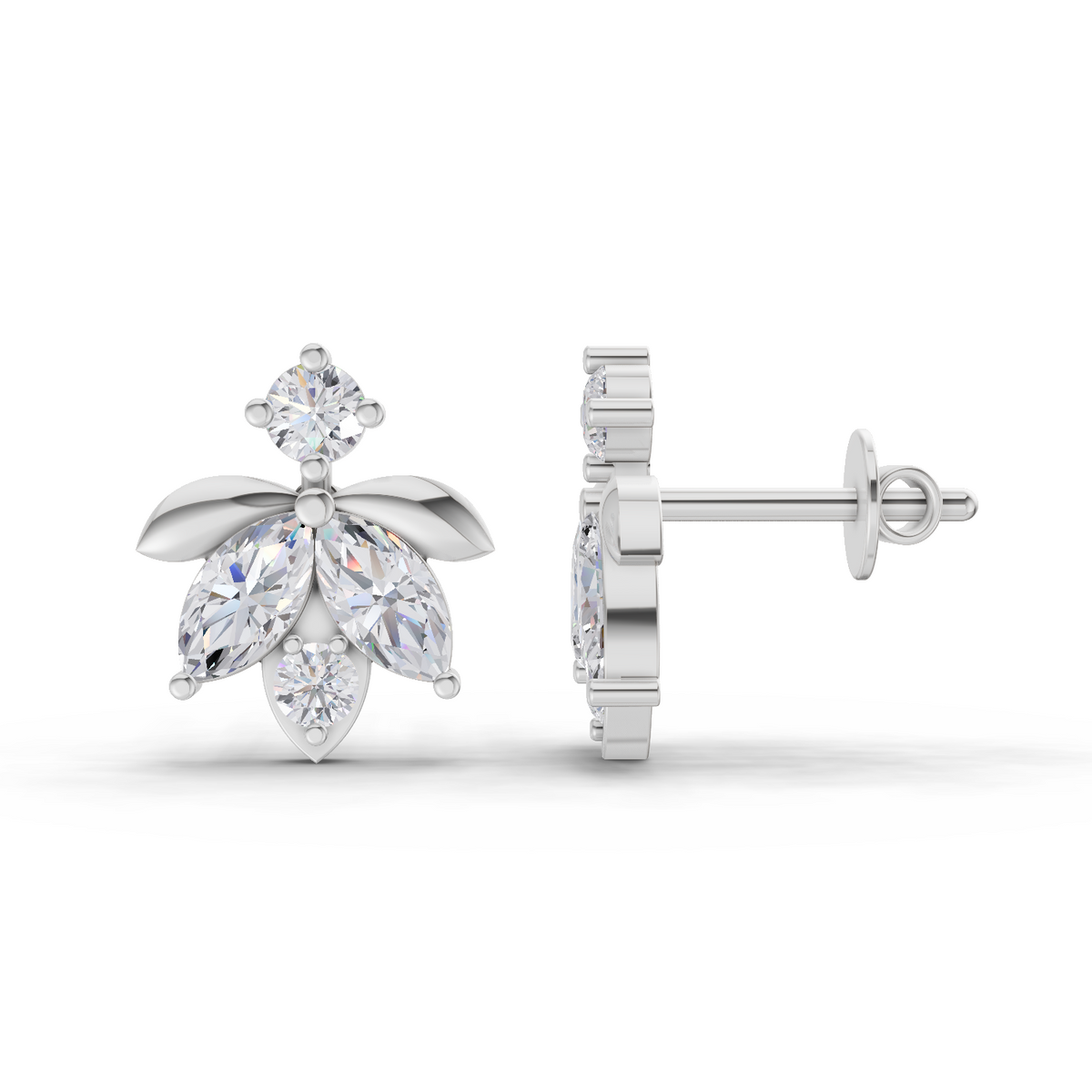 Glistening Lotus Diamond Earrings