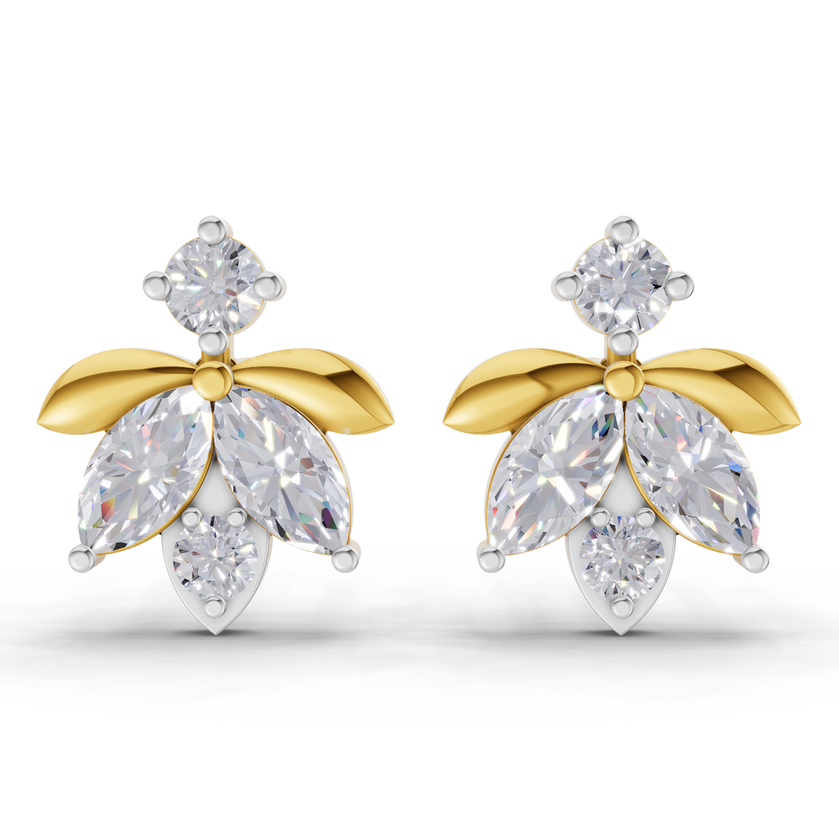 1.31 Carat Lotus Diamond Earrings 14K