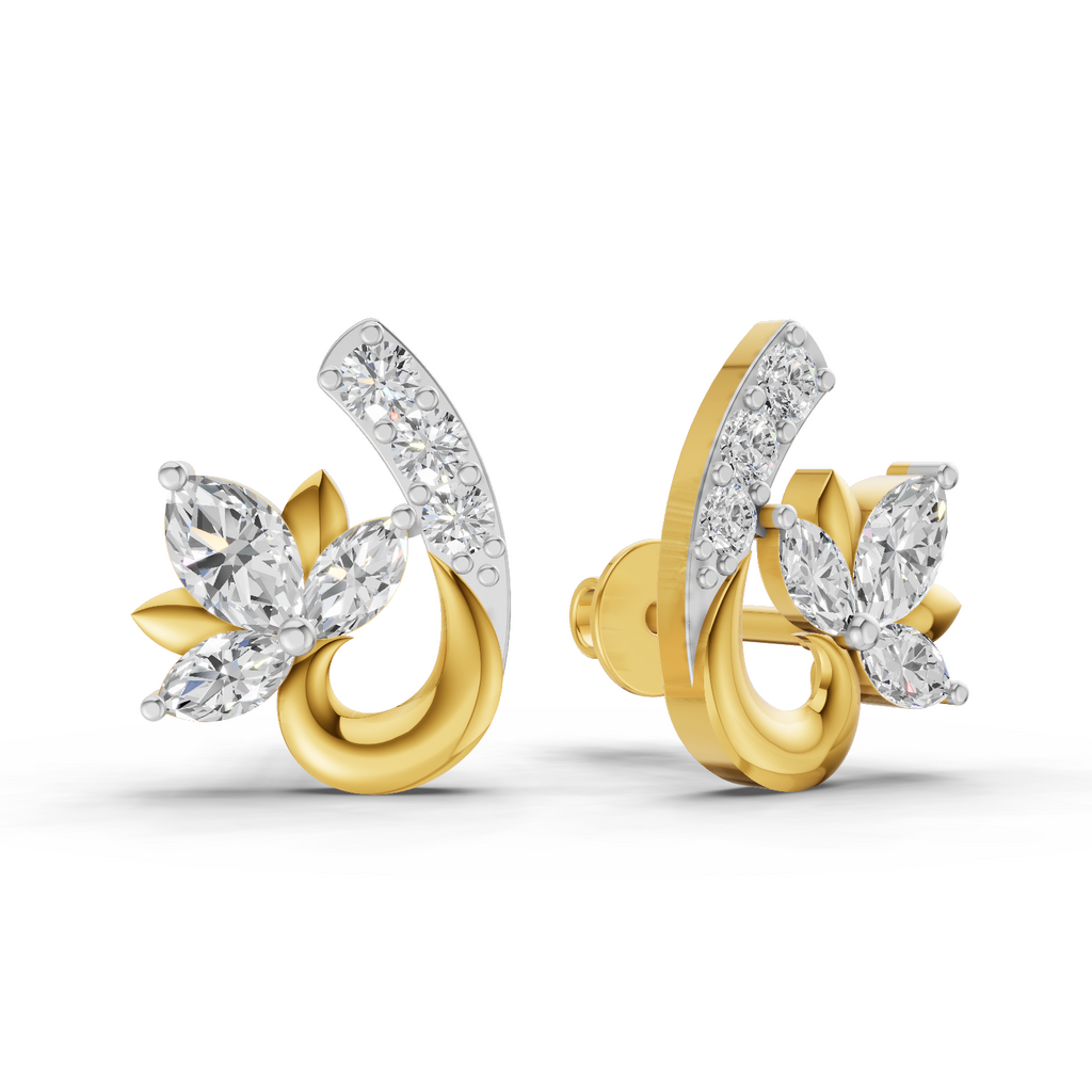 0.55 Carat Lotus Diamond Earrings 14K