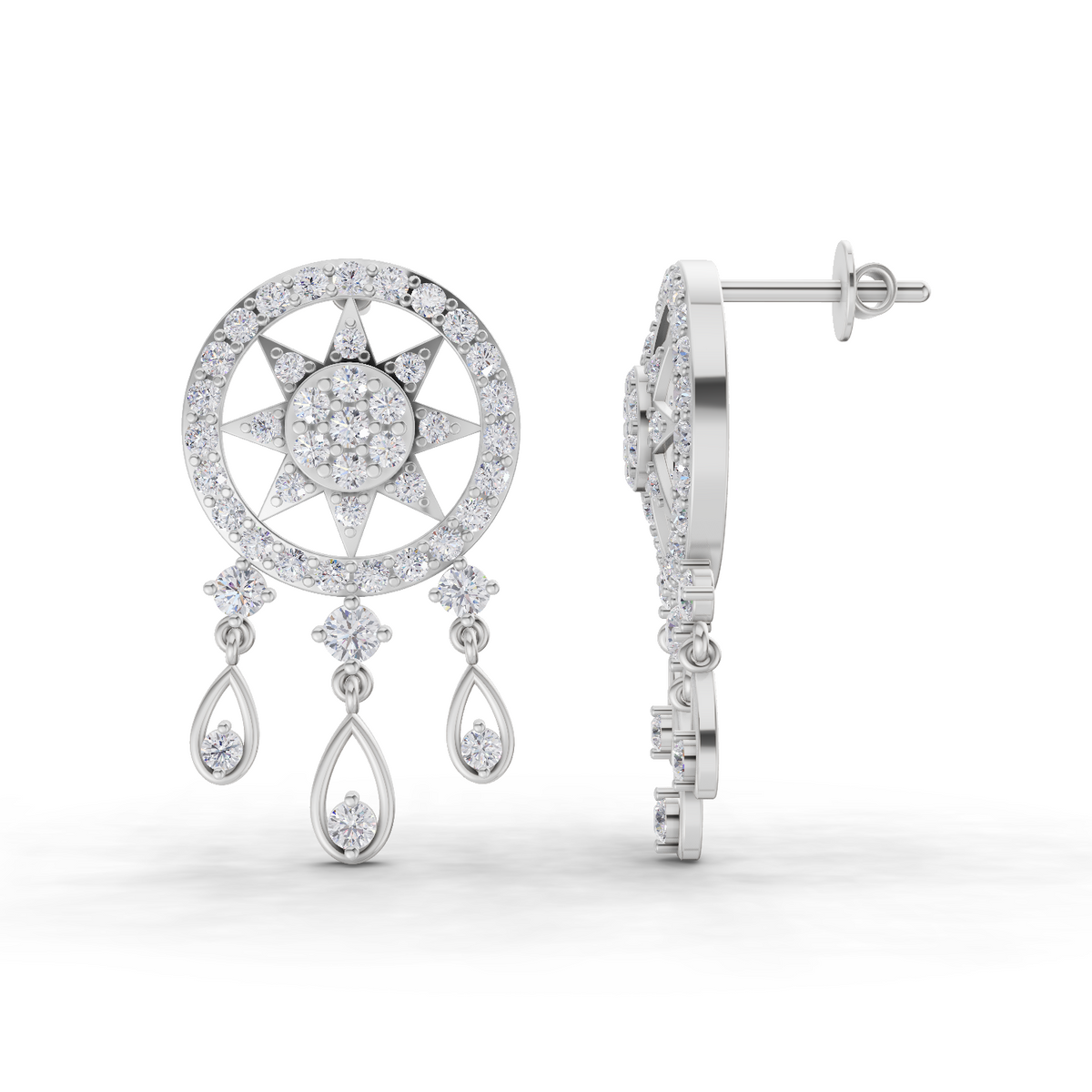 Delicate Dream Catcher Diamond Earrings