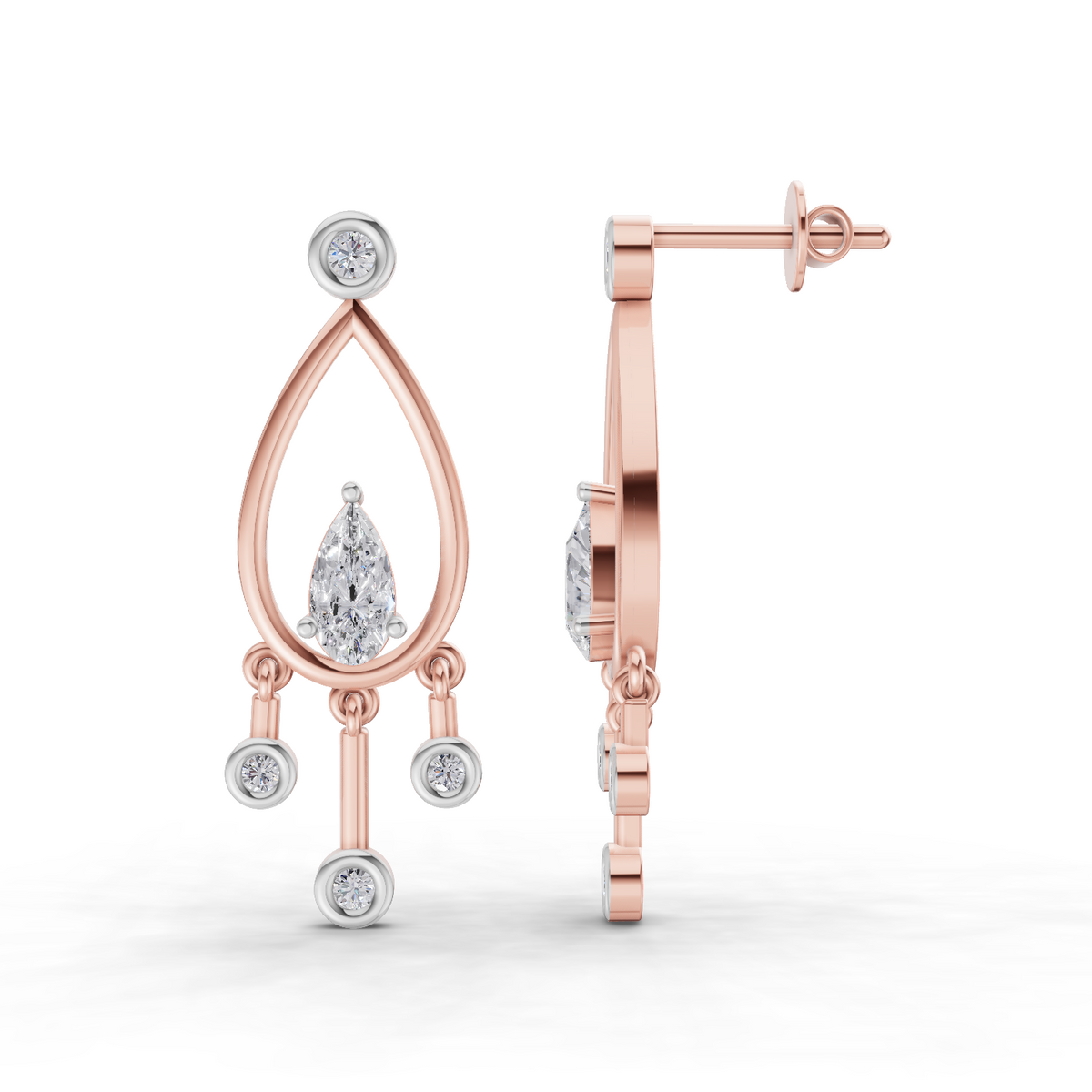 Refined Pear Diamond Drop Earrings