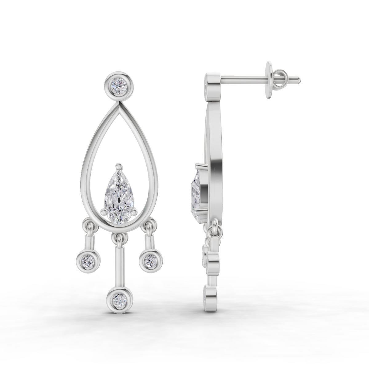 Refined Pear Diamond Drop Earrings
