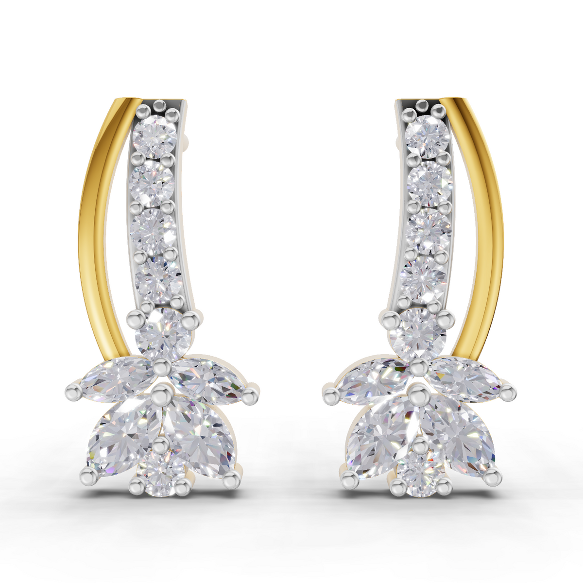 0.71 Carat Lotus Diamond Earrings 14K
