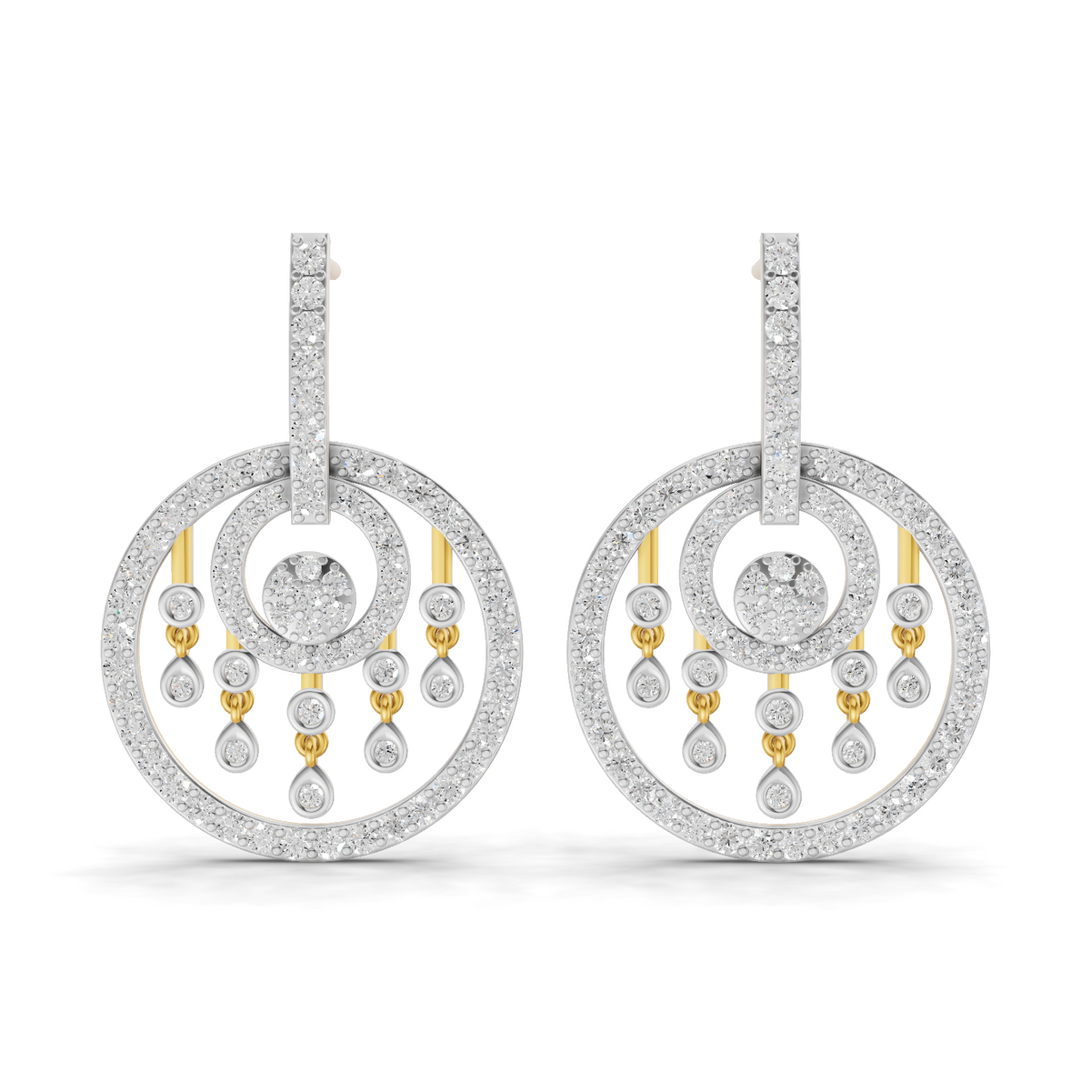 1.87 Carat Dream catcher Diamond Earrings 14K