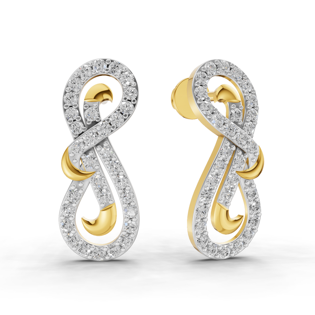 0.76 Carat Infinity Diamond Earrings 14K
