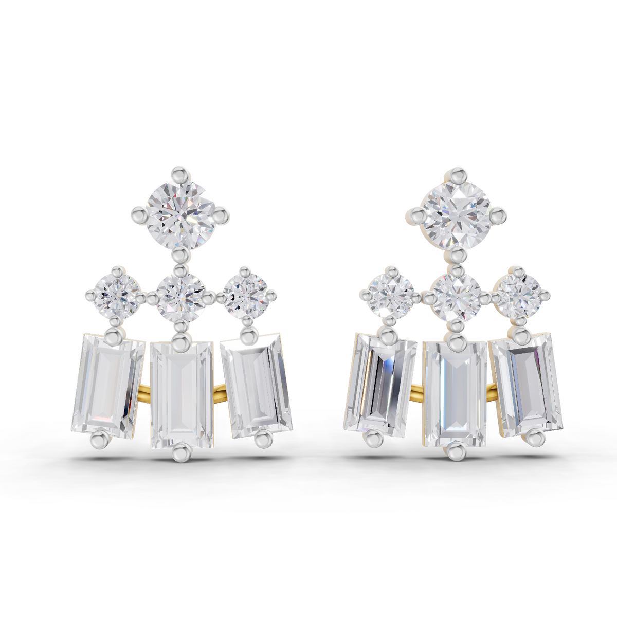 1.81 Carat Baguette Taper Diamond Earrings 14K