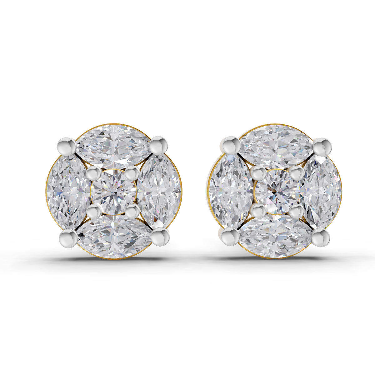 1.1 Carat Snowflake Studs Diamond Earrings 14K