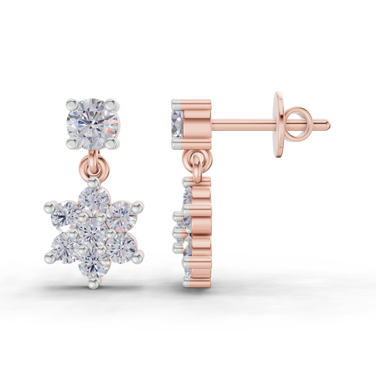 Refined Cluster Diamond Stud Earrings