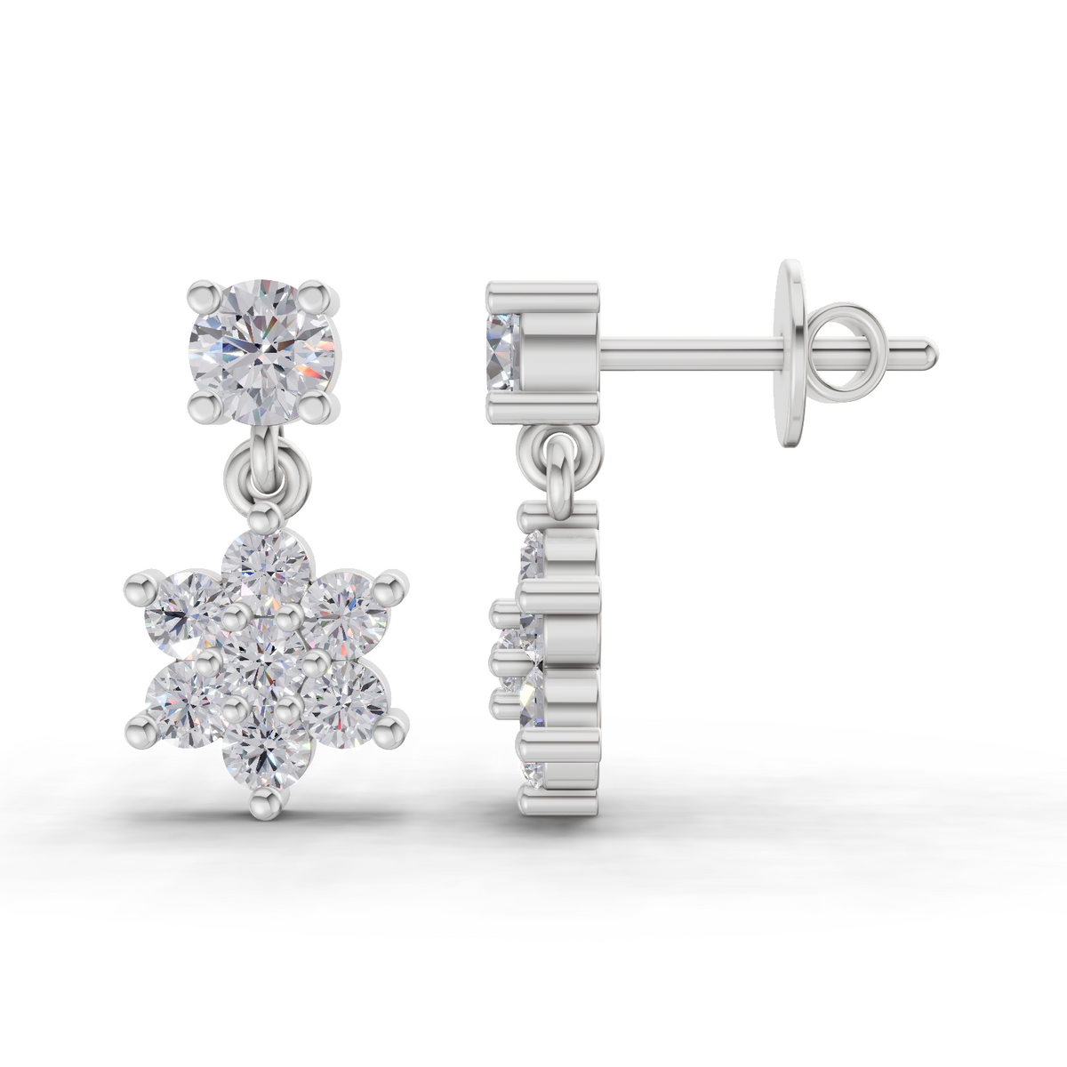Refined Cluster Diamond Stud Earrings