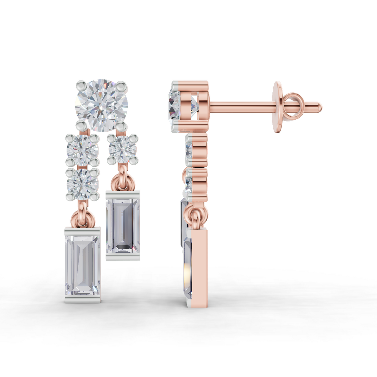 Exquisite Baguette Diamond Earrings