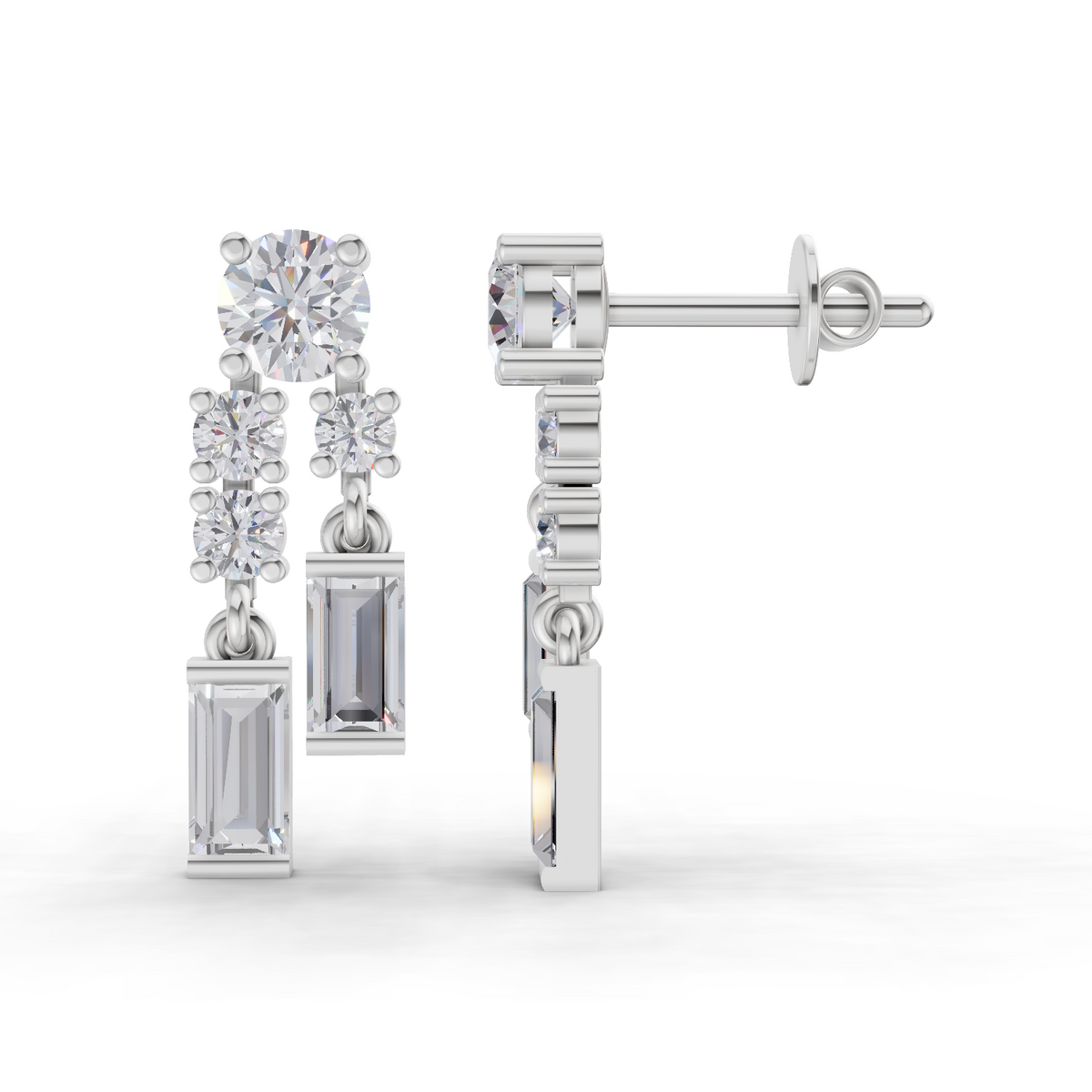 Exquisite Baguette Diamond Earrings