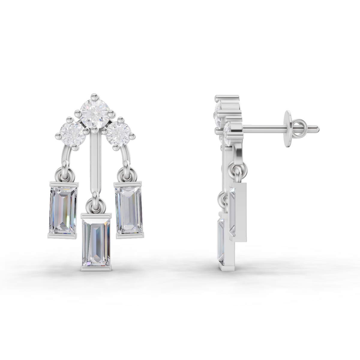 Elegant Lotus Diamond Earrings