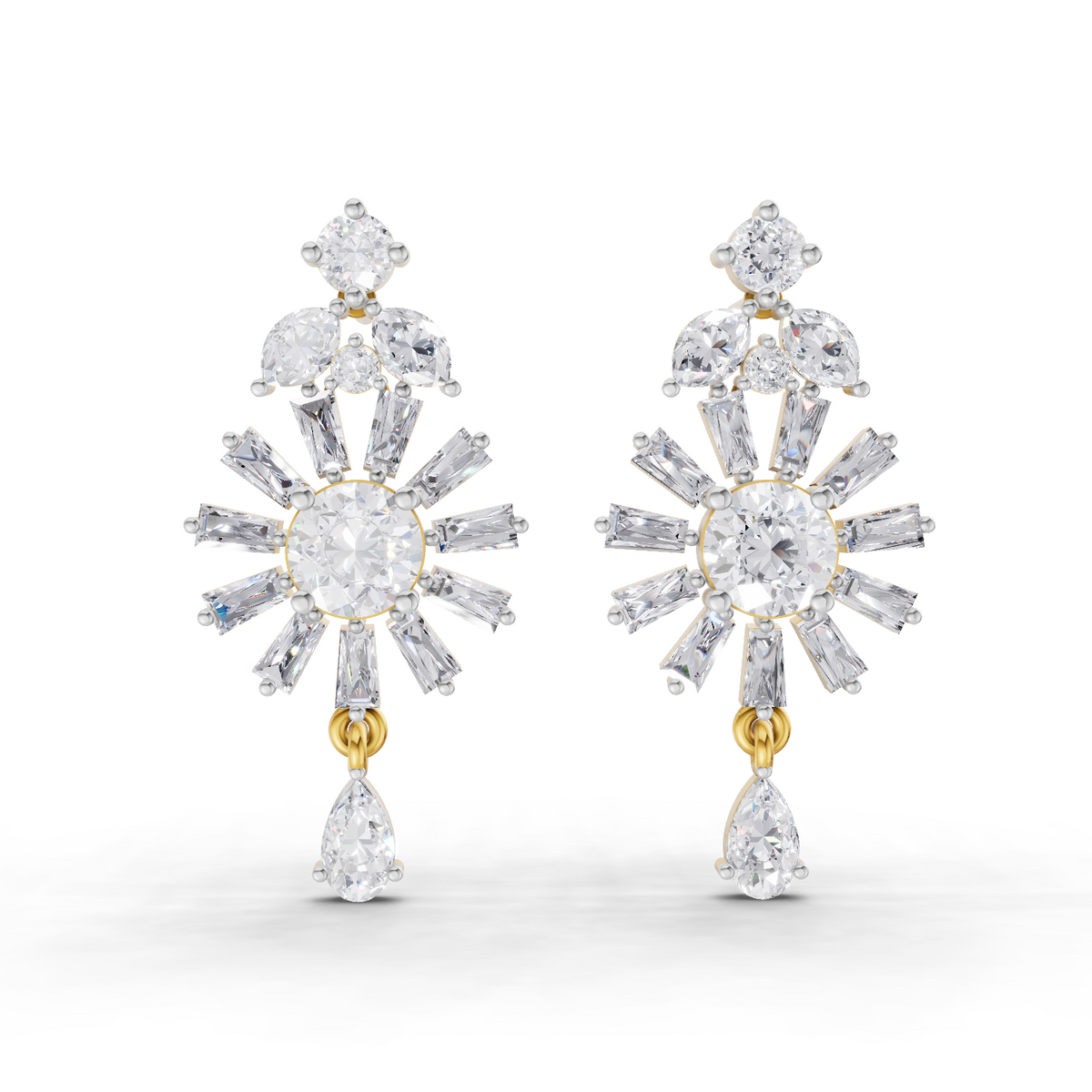 3.68 Carat Baguette Taper Diamond Earrings 14K