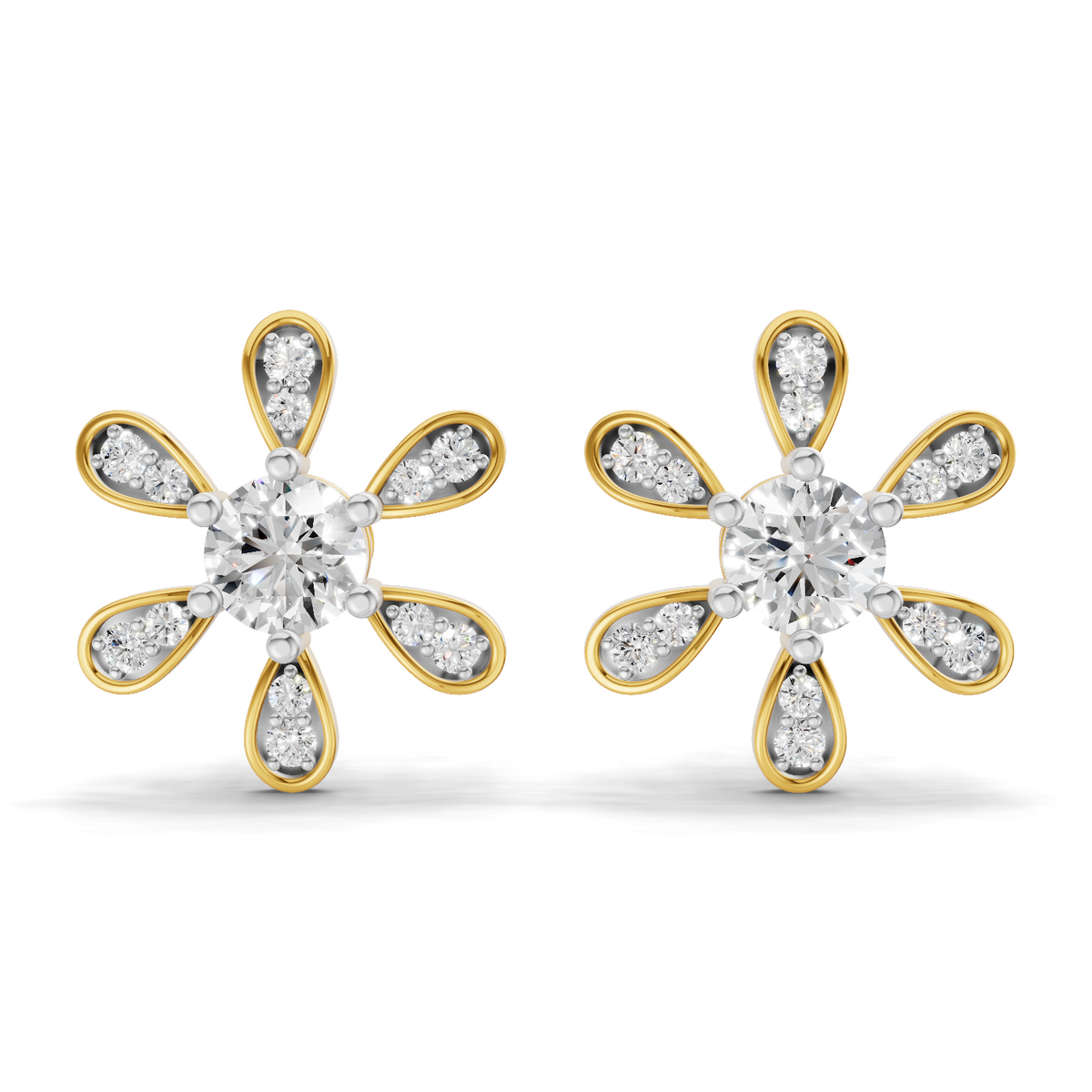 1.08 Carat Floral Earrings 14K