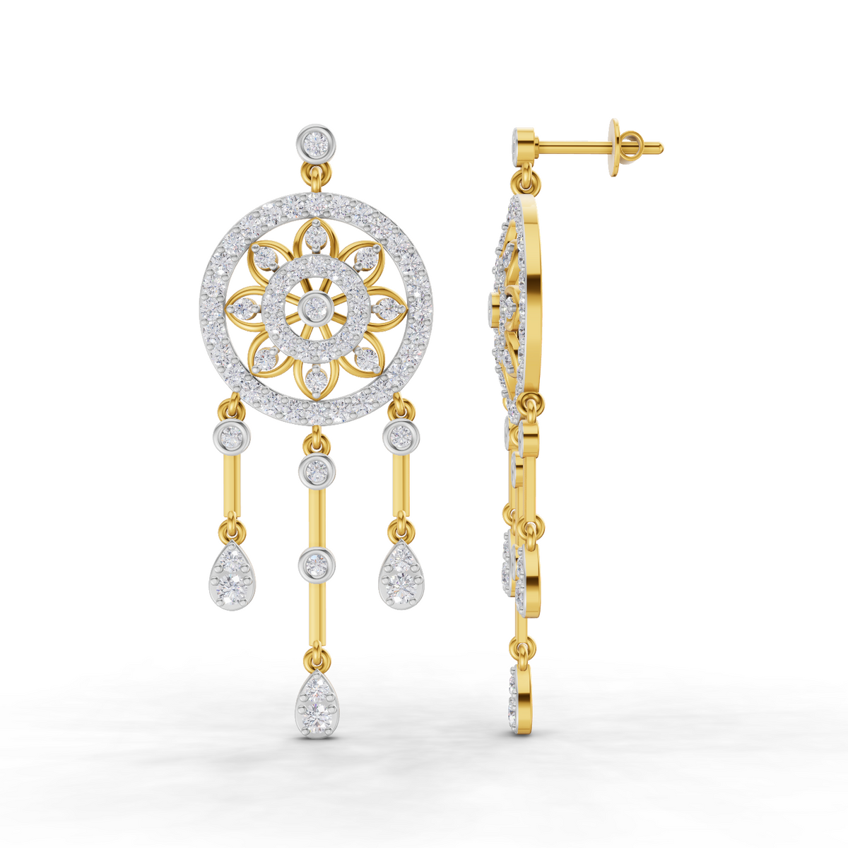2.33 Carat Dream catcher Diamond Earrings 14K