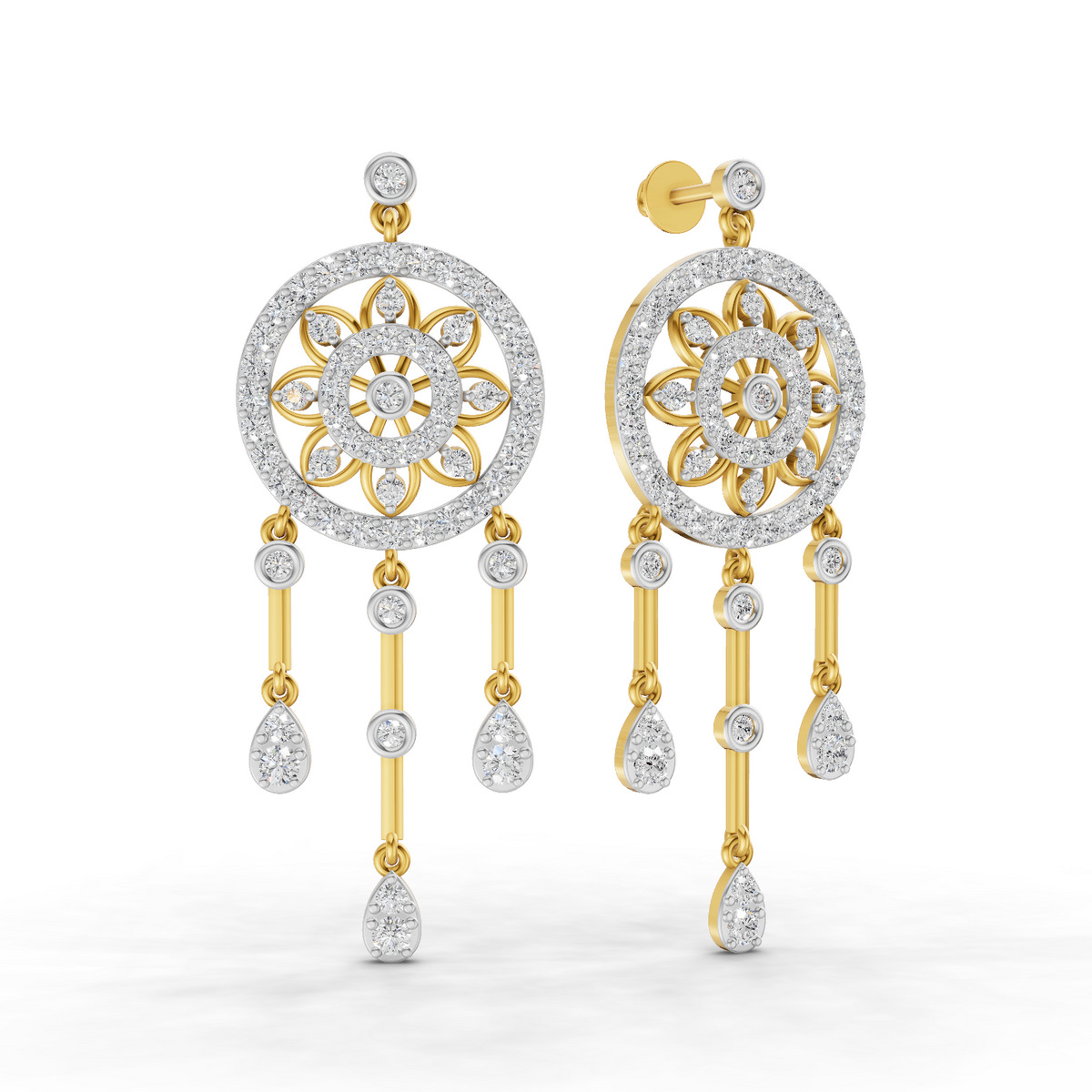2.33 Carat Dream catcher Diamond Earrings 14K