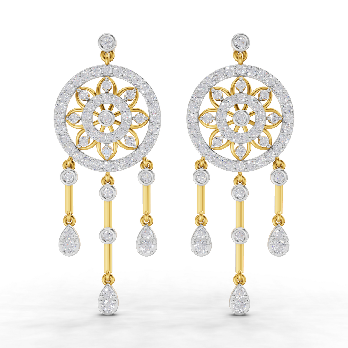 2.33 Carat Dream catcher Diamond Earrings 14K