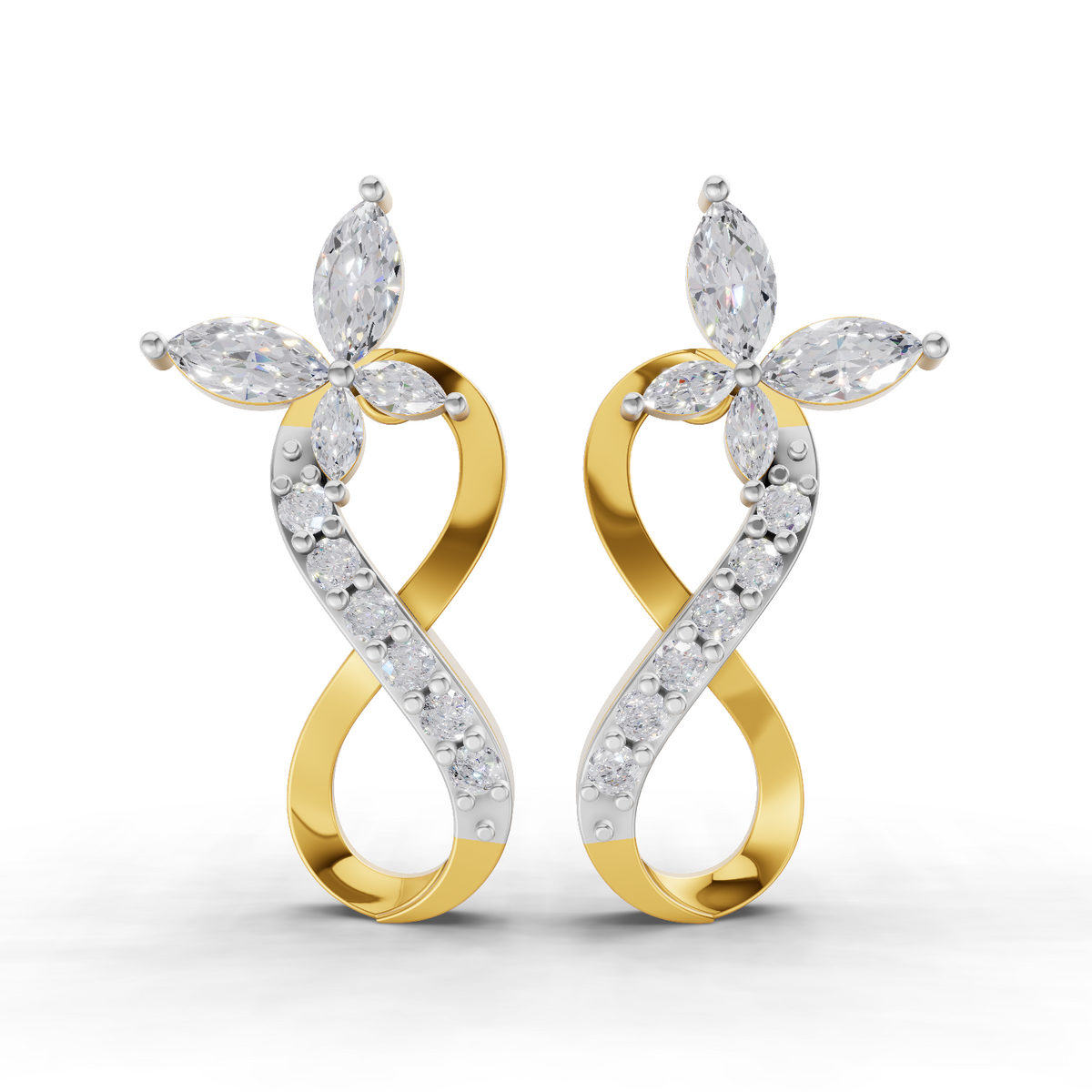 0.72 Carat Infinity Diamond Earrings 14K