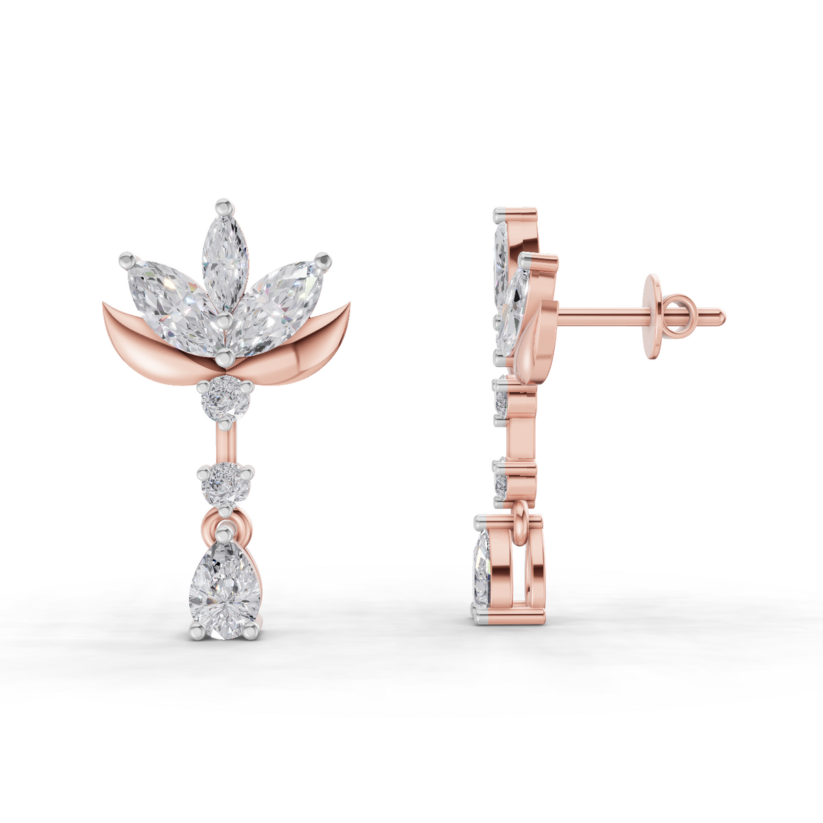 Graceful Lotus Diamond Earrings