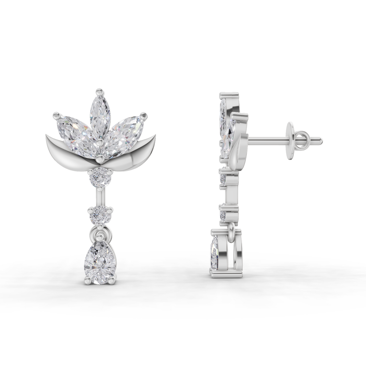 Graceful Lotus Diamond Earrings