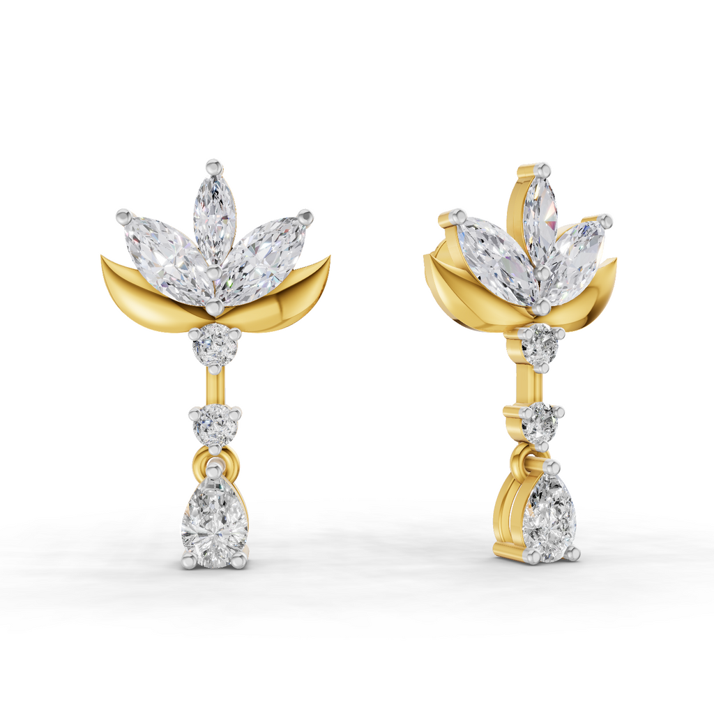 1.45 Carat Lotus Diamond Earrings 14K