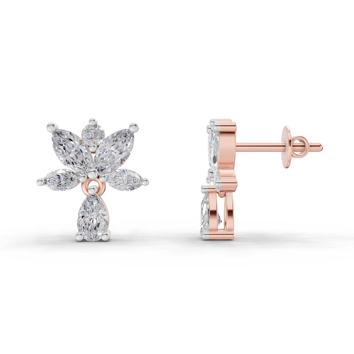 Exquisite Lotus Diamond Earrings
