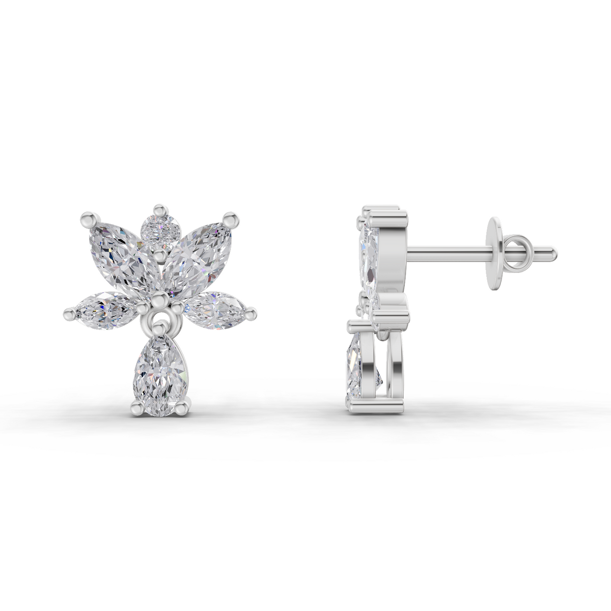 Exquisite Lotus Diamond Earrings