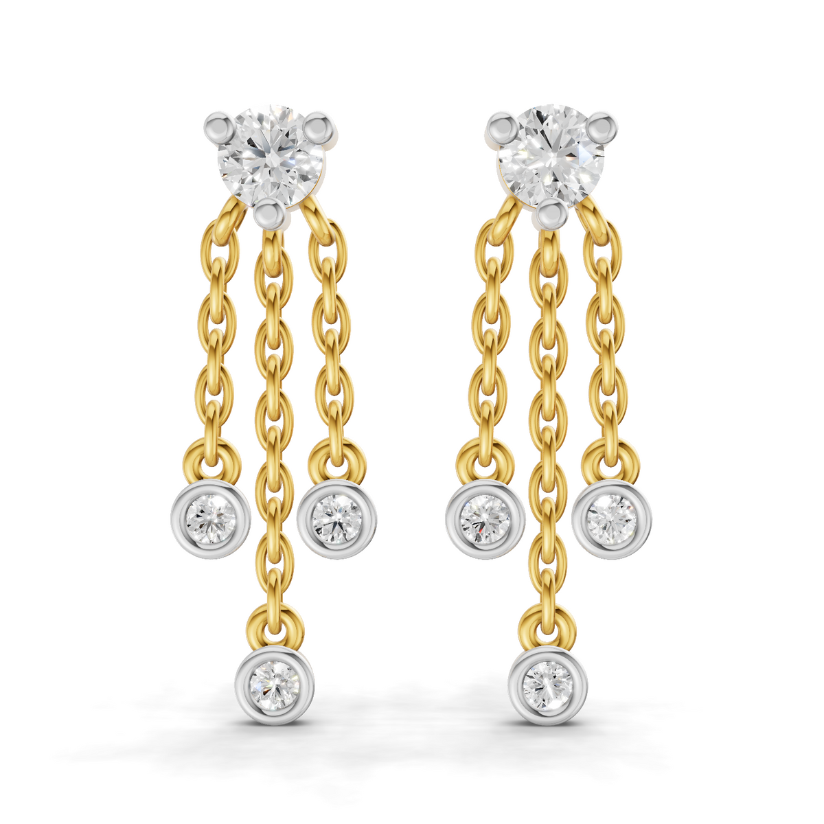 0.53 Carat Chain Tassel Drop Earrings 14K