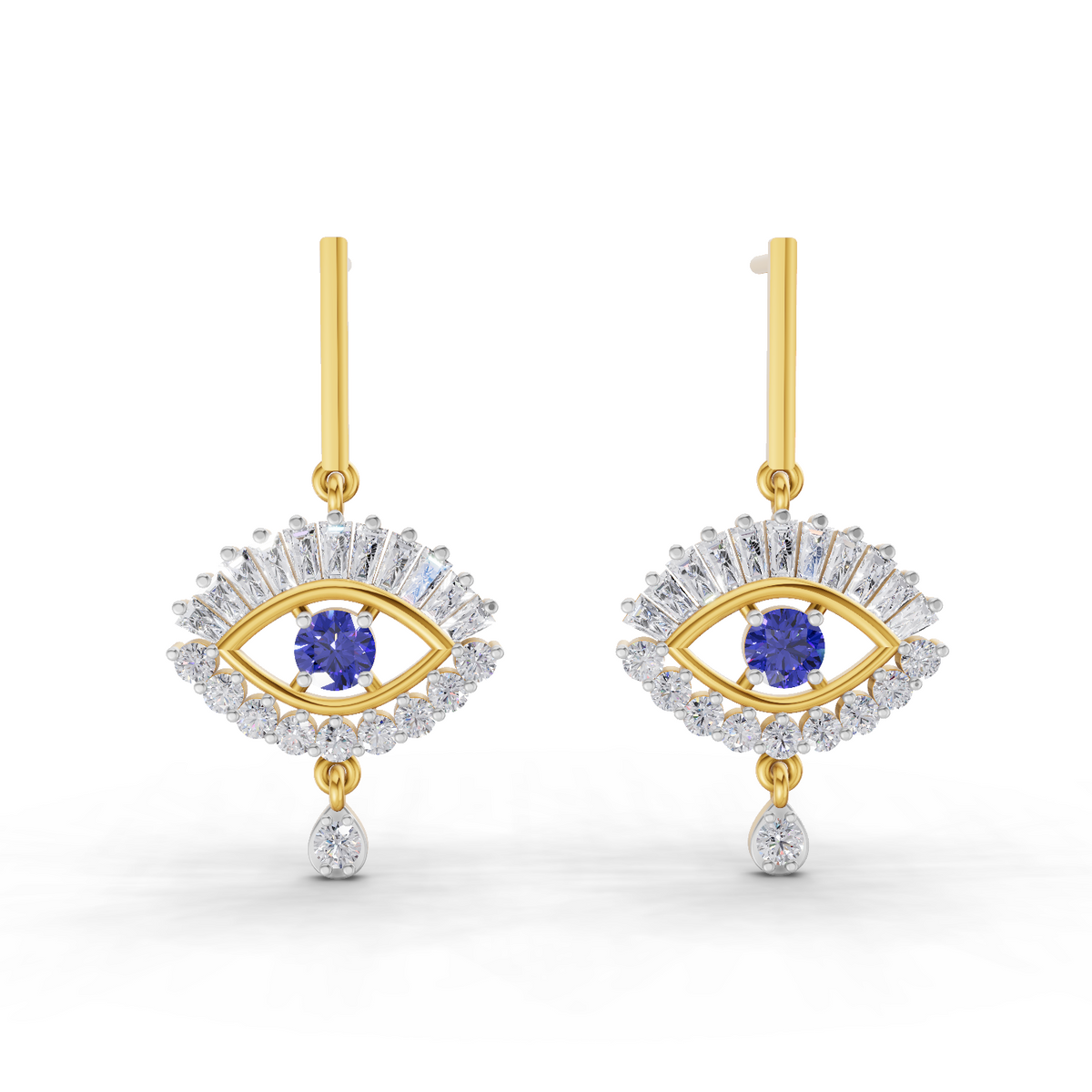 1.26 Carat Stud Earrings Cluster Dangle Earrings 14K