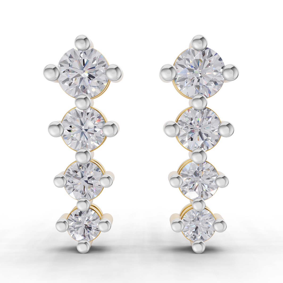 1.42 Carat Four-Stone Vertical Diamond Drop Earring 14K