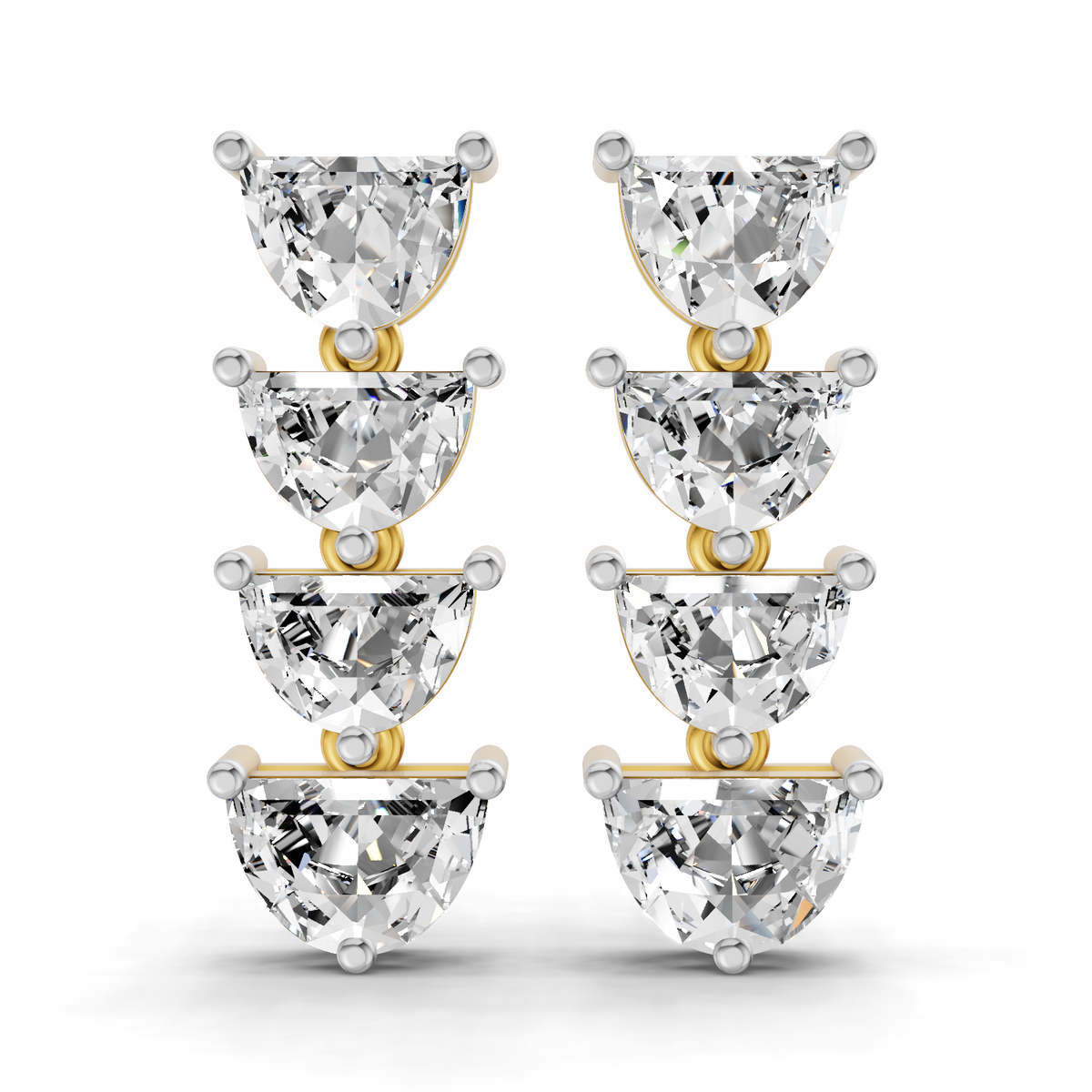 3.88 Carat 14K Gold Moonlit Curve Earrings