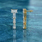 3.91 Carat 14K Gold Geometric Cascade Drop Earrings