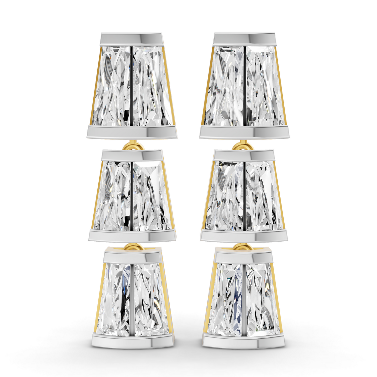 6.73 Carat 14K Gold Trilliant Cascade Drop Earrings