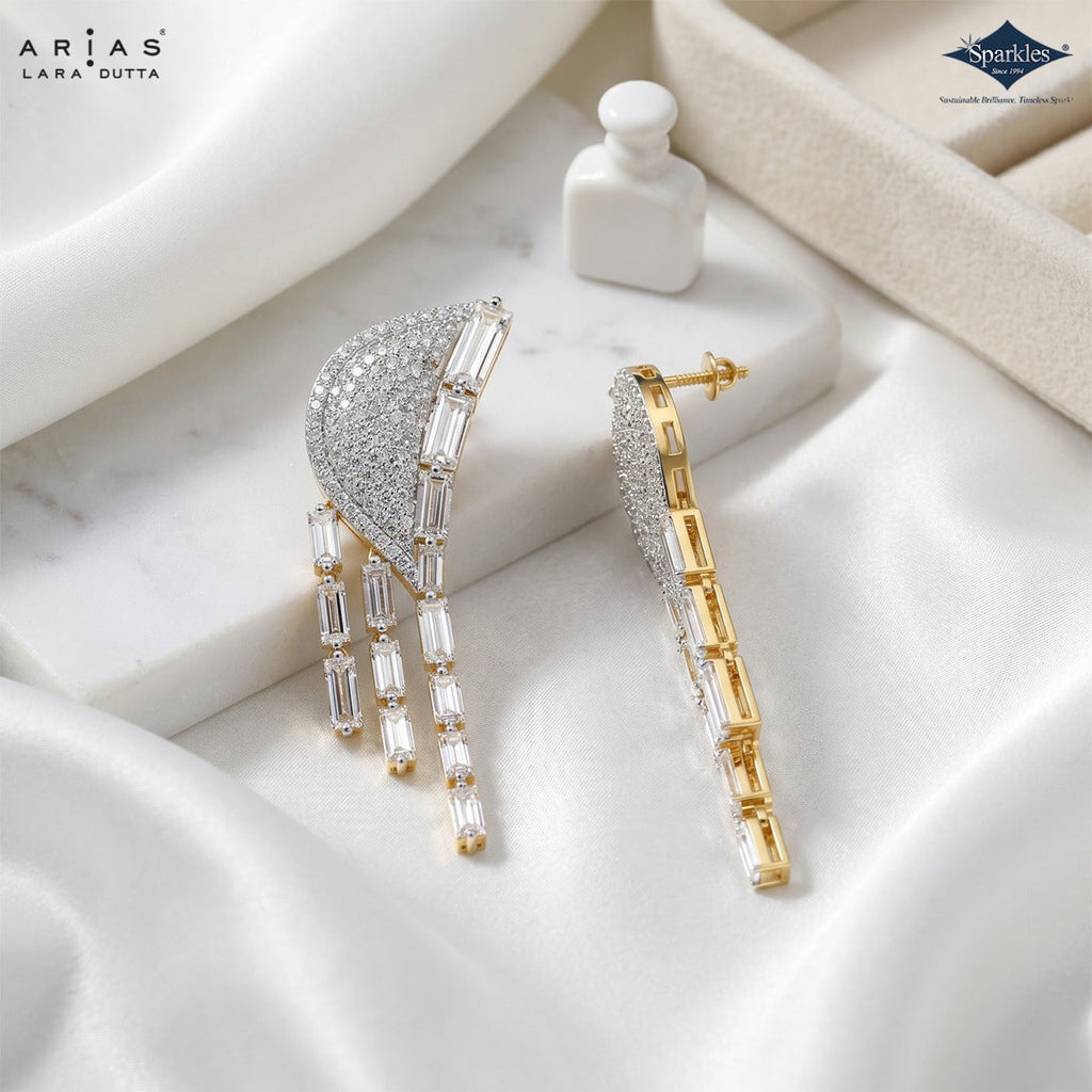 Arias by Lara Dutta Eternal Radiant-Cut Wing Diamond Drop Earrings