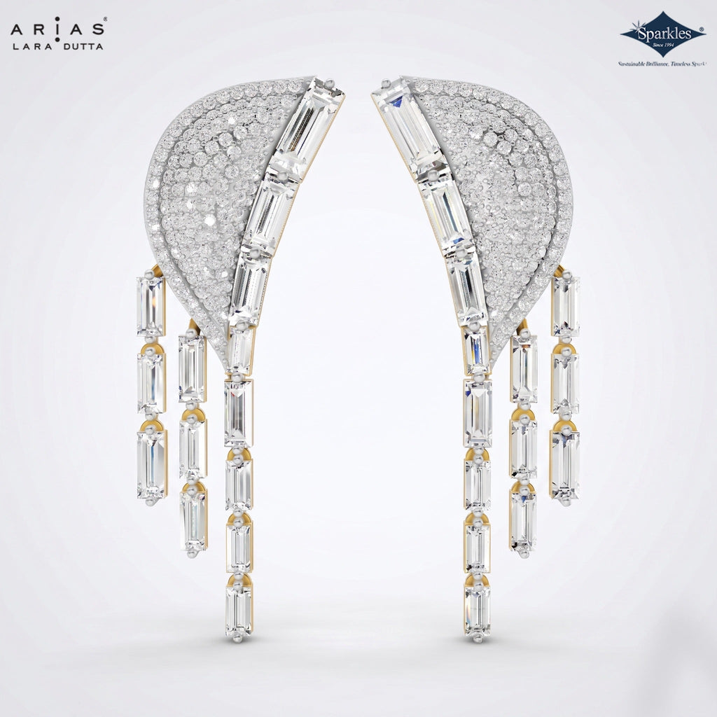 Arias by Lara Dutta Eternal Radiant-Cut Wing Diamond Drop Earrings